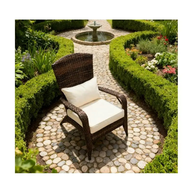Patio Chair, Rattan Wicker, Soft Cushions, Tall Curved Backrest - Comfortable Outdoor Seating for Relaxation and Style