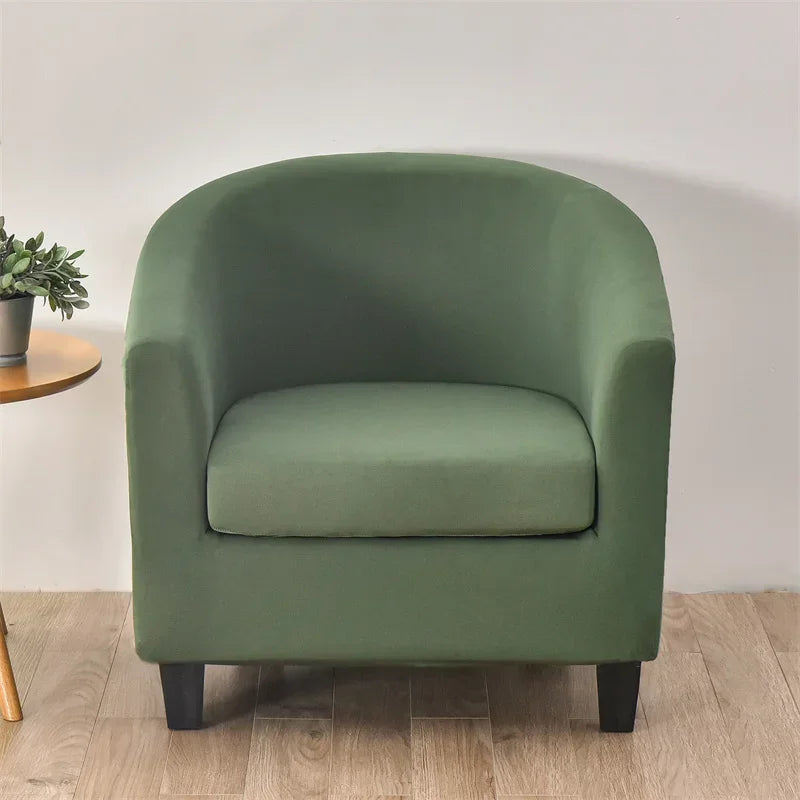 Elastic Club Chair Covers Solid Color Bath Tub Sofa Covers Single Cafe Bar Armchairs Slipcovers with Seat Cushion Cover Home