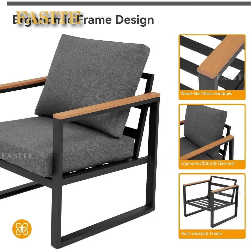 Patio Furniture Set, 4 Pieces Outdoor Patios Furnitures with Table Set, Patios Conversation Sets, Outdoor Patio Furniture Sets