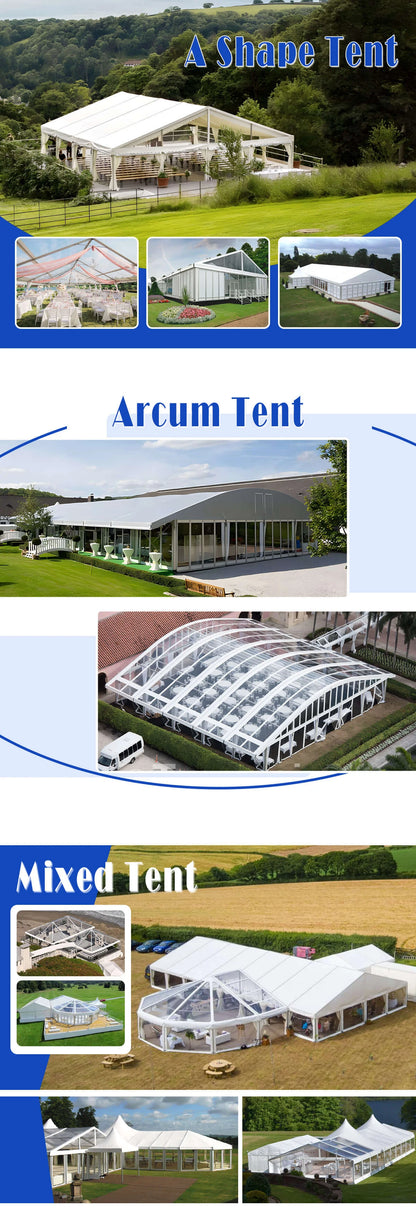 Factory Custom Aluminum Tent Waterproof Large Outdoor Event Wedding Exhibition Shelter PVC Marquee Tent Commercial Banquet Tent