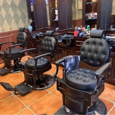 Retro Stylish King Beauty Hairdressing Armrest Hair Styling Classic Hydraulic Furniture Salon Barber Chair