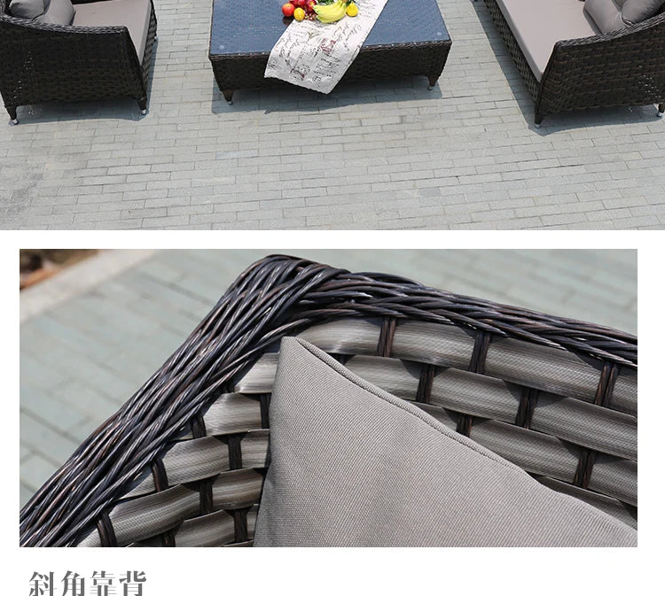 Leisure Courtyard Garden Sofas Outdoor Simple Homestay Coffee Table Garden Sofa Terrace Pe Rattan Furniture Sofá Exterior MHHYSF
