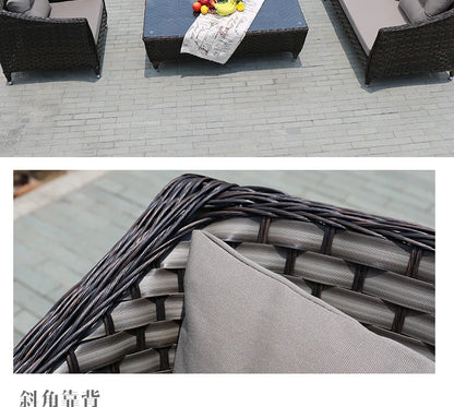 Leisure Courtyard Garden Sofas Outdoor Simple Homestay Coffee Table Garden Sofa Terrace Pe Rattan Furniture Sofá Exterior MHHYSF