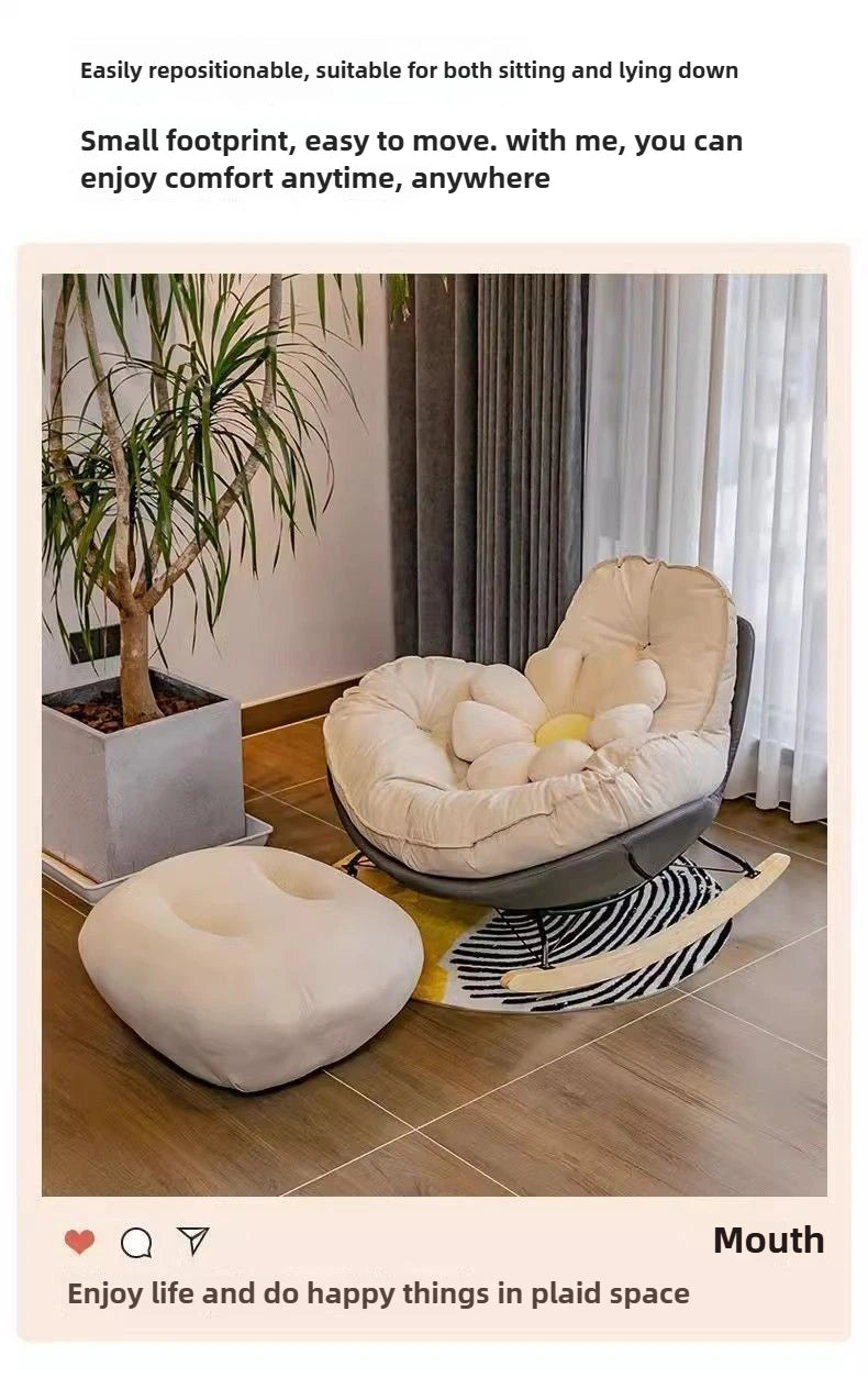 Single Lazy Rocking Chair,internet Famous White Sofa,balcony,living Room,bedroom,Nordic Italian Style Leisure Rocking Chair,sofa
