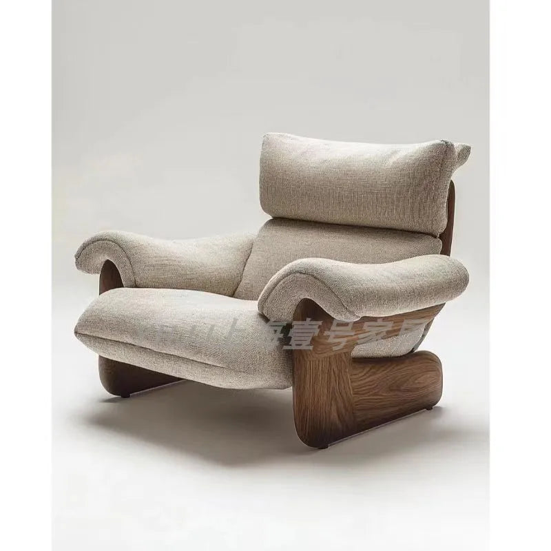 Comfortable solid wood sofa chair soft decoration living room casual armrest recliner