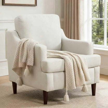 Mid-Century Accent Chair Modern Linen Fabric Armchair for Living Room,Comfy Upholstered Reading Chairs, Customized