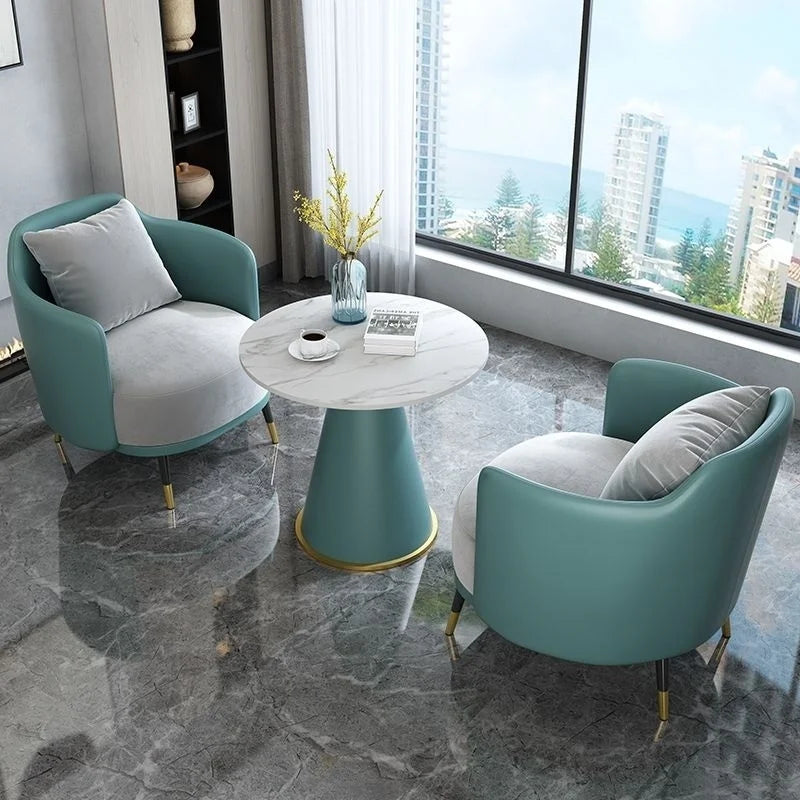 Custom minimalist light luxury single sofa coffee table set leisure hotel reception sales office negotiation table and chair