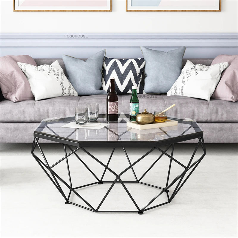 Nordic Light Luxury Tempered Glass Coffee Tables Small Apartment Sofa Side Table Simple Iron Corner Table Living Room Furniture