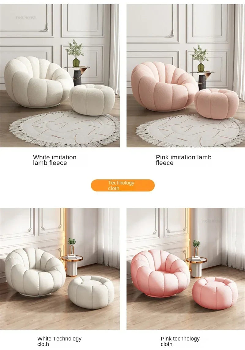 Modern Living Room Sofa Lambswool Pumpkin Sofa Chair Creative Home Balcony Swivel Lounge Chair Fitting Room Bedroom Single Sofas