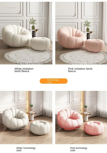 Modern Living Room Sofa Lambswool Pumpkin Sofa Chair Creative Home Balcony Swivel Lounge Chair Fitting Room Bedroom Single Sofas