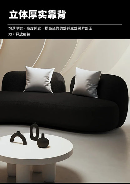 curved sofa, small apartment special-shaped black beauty salon hall, clothing store office rest area reception and negotiation