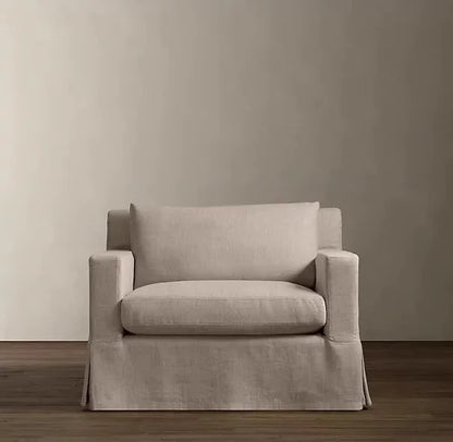 North American wabi style Japanese style white cream linen cotton and linen designer living room B & B straight