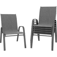 Patio Chairs Set of 6, Outdoor Lightweight Stackable Dining Chairs w/All-Weather Textilene Fabric & Metal Frame, 350LBS Capacit