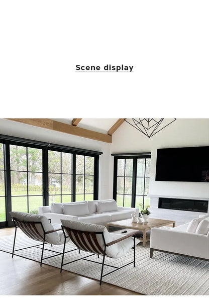 Designer Cream Style Fabric Recliner Living Room Balcony Leisure Saddle Leather Single Sofa Chair