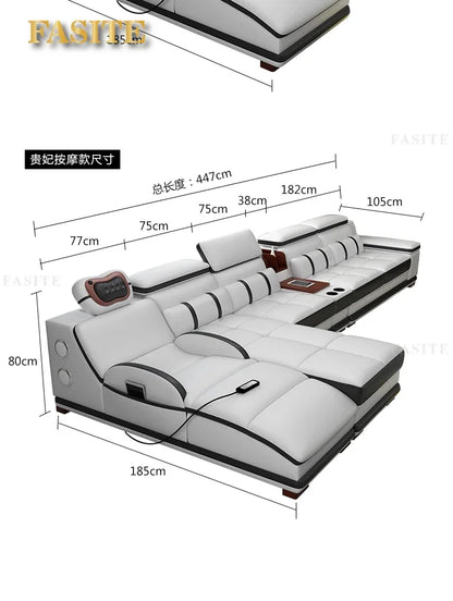 Massage sofa minimalist top layer cowhide home living room Italian minimalist leather art