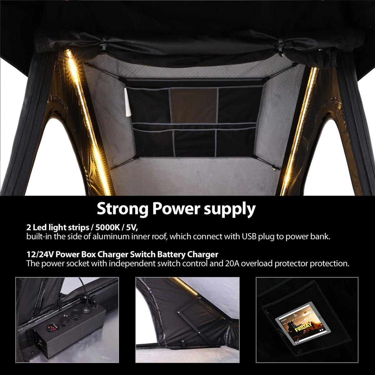 4x4 Factory Sale Wild Camping Popup Aluminum HardShell Rooftop Tent with Hinged RTT for SUVs - Outdoor Adventure Shelter