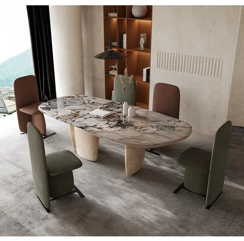Italian Minimalist Marble Dining Table, Nordic Designer Modern Kitchen Table for Home, Customizable, Safe,, Artful Style