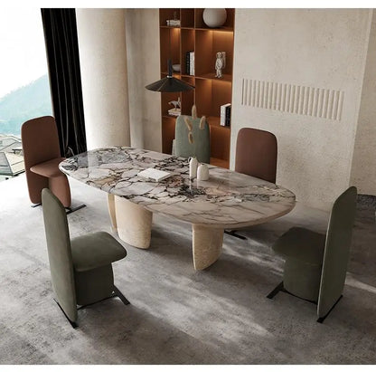 Italian Minimalist Marble Dining Table, Nordic Designer Modern Kitchen Table for Home, Customizable, Safe,, Artful Style