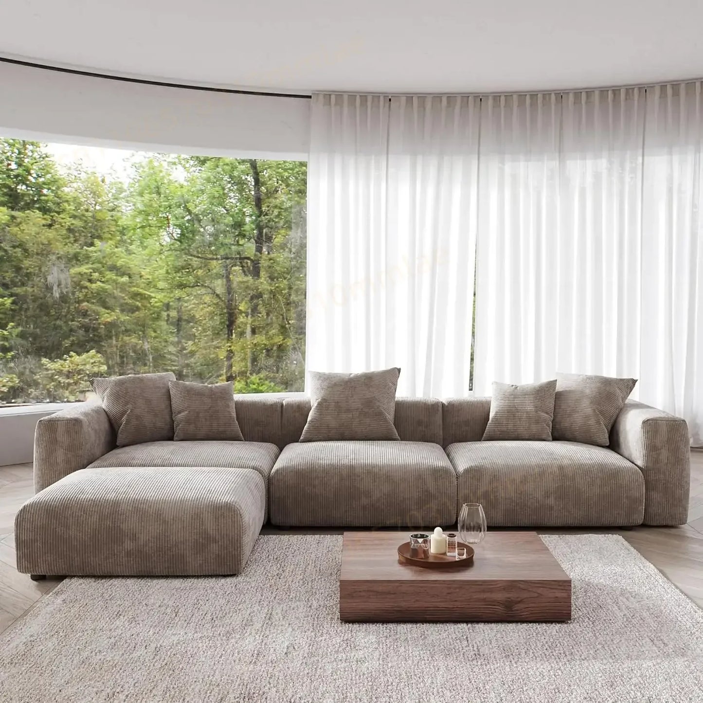 DIGGERA 181" Oversized Compressed Sofa Boneless Couch Modular Sofas for Living Room Huge 4-Seats Sectional Couches with Chaise