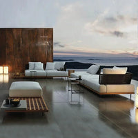 Nordic Solid Wood Sofa Chair Leisure Patio Living Room Furniture Villa Luxury Sofa Combination Garden Furniture Sets Rattan