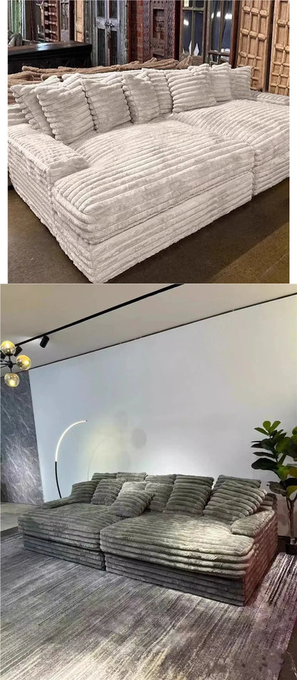 Italian minimalist thick velvet compression sofa bed French fabric lazy sofa