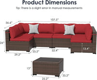 Patio Furniture Set Outdoor Modern Sectional  Wicker Couch with Glass Coffee Table, Thicken Cushions, Waterproof Cover