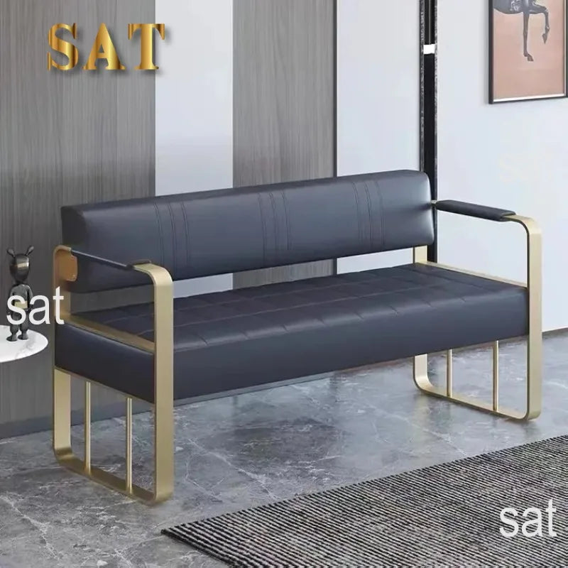 ForGood Beauty Salon Station Waiting Sofa Barber Shop Reception Couch Leather Waiting Chair