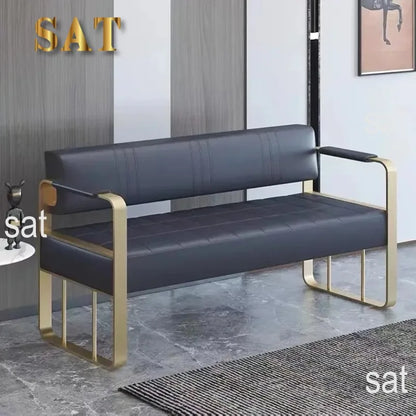 ForGood Beauty Salon Station Waiting Sofa Barber Shop Reception Couch Leather Waiting Chair