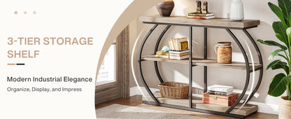 Tribesigns 41.3" Console Table, Industrial 3-Tier Entryway Table with Arched Metal Frame and Storage Shelves for Living Room