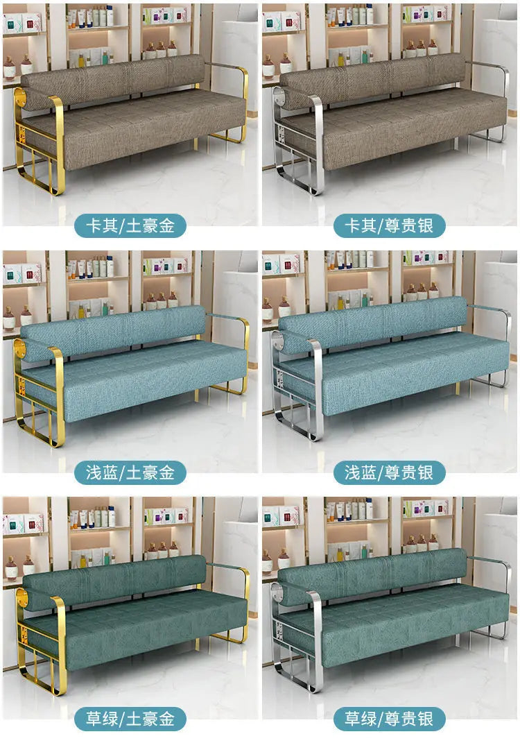 Furniture Barber Shop Sofa Waiting Salon Special Chair Hair Salon Rest Area Stainless Steel Sofa Chair