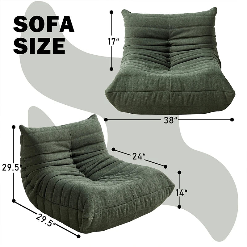 Fabric Lazy Floor Sofa, Modern Armless Floor Recliner, Living Room Bedroom Office Single Corner Chair Sofa