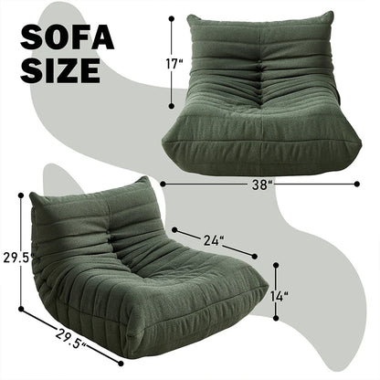Fabric Lazy Floor Sofa, Modern Armless Floor Recliner, Living Room Bedroom Office Single Corner Chair Sofa