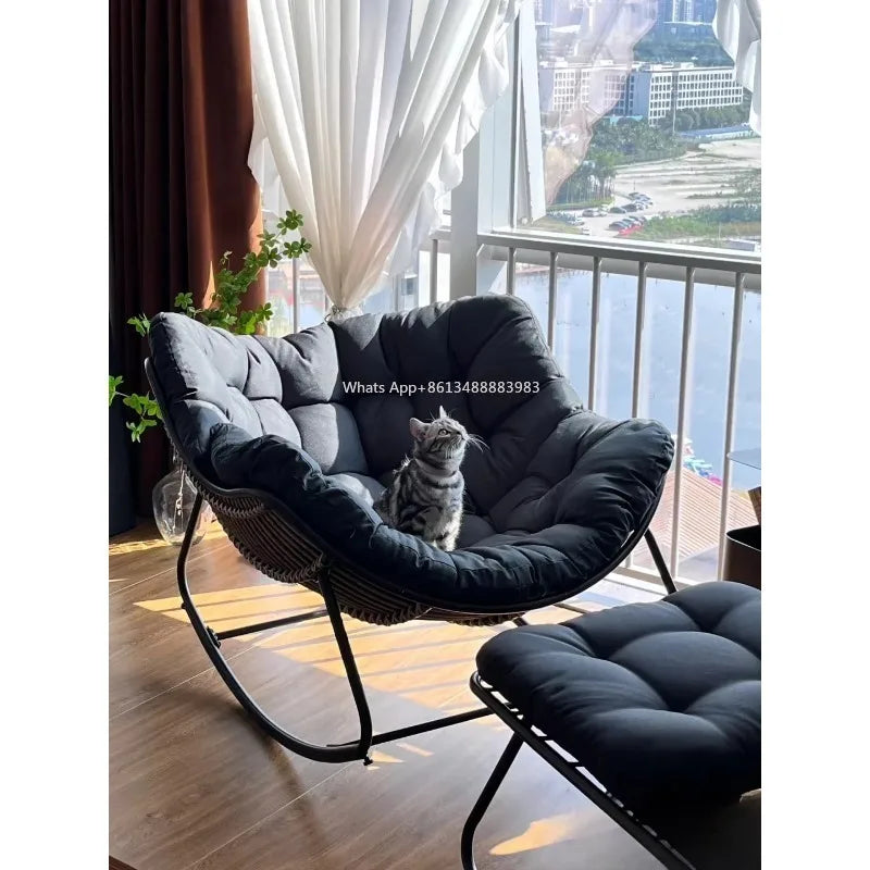 Outdoor Rocking Chair Adult Lazy Sofa Bird Nest Shaped Living Room Balcony Nap Small Apartment Rattan Woven Adul Rocking Chair