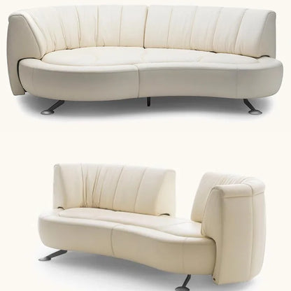 360 degree rotating backrest curved push-pull movable full leather DS164 three-person sofa