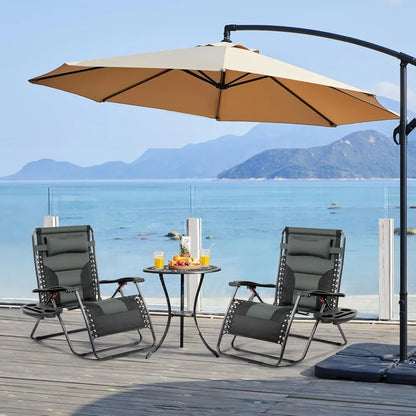 Oversized Zero Gravity Chair with Full Padding, Adjustable Outdoor Patio Lounger, Portable Anti-Gravity Recliner with Carry Bag