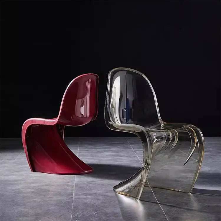 Panton Chair: Artistic Light Luxury Popular Transparent Plastic Chair Nordic Modern Minimalist with Backrest Fit for Home Dining