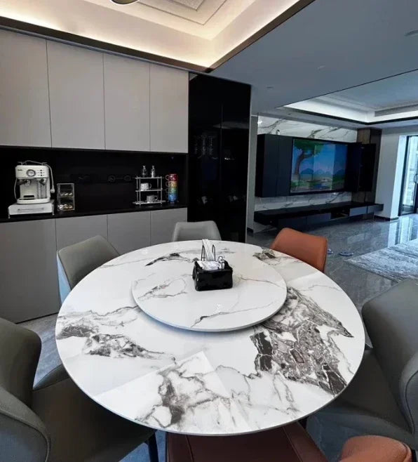 Round Sliding Table Luxury Table Stainless Steel Kitchen Islands Transparent Mesa Comedor Garden Furniture Sliding Dining Wash