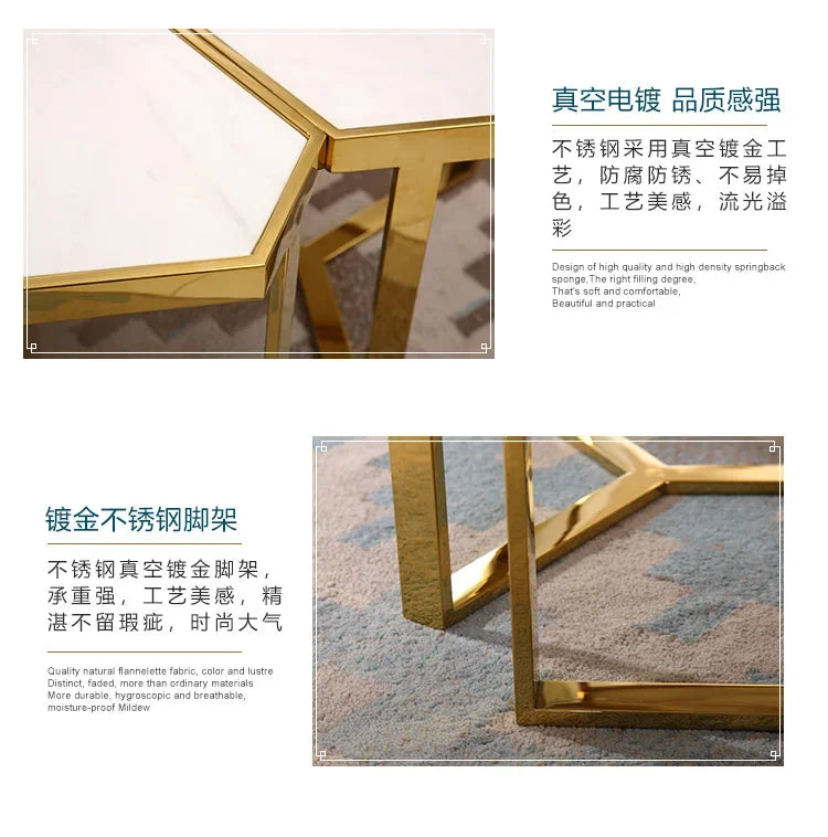 Creative Simple Modern Stainless Steel Marble Coffee Table Living Room Coffee Table Side Table