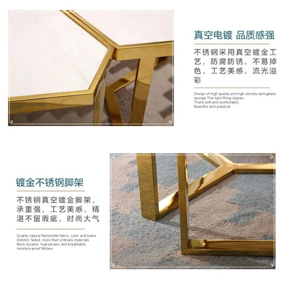 Creative Simple Modern Stainless Steel Marble Coffee Table Living Room Coffee Table Side Table