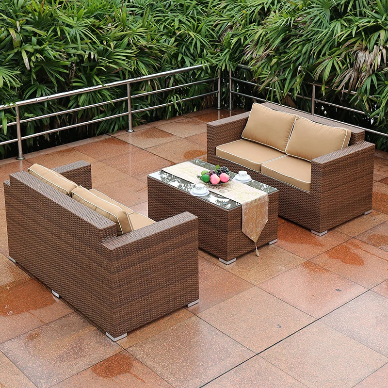 Outdoor Open-air Garden Sofas Hotel Backrest Modern Leisure Garden Sofas Balcony Pe Rattan Furniture Sofá Do Jardim MHHYSF