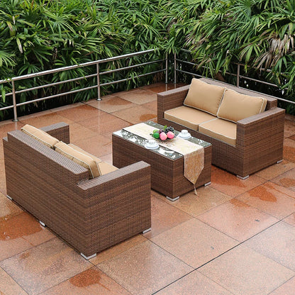 Outdoor Open-air Garden Sofas Hotel Backrest Modern Leisure Garden Sofas Balcony Pe Rattan Furniture Sofá Do Jardim MHHYSF