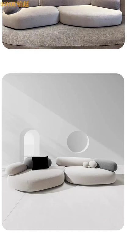 Italian minimalist pebble flat sofa modern minimalist combination colorful fabric module large flat sofa