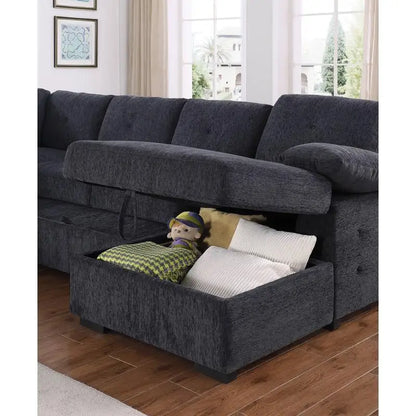 L-Shaped Corner Sofa with Storage & Convertible Bed, Multi-Functional Design for Living Room and Guest Space, Perfect for