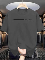 Men's summer 100 cotton fashionable casual loose plus size dream letter printed sports round neck short sleeved T-shirt top