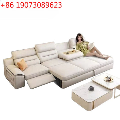 Multi-purpose leather high-end home living room electric light luxury sofa modern minimalist sofa