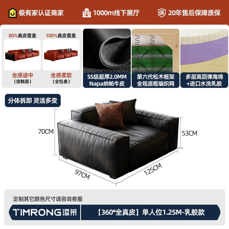 Family Italian Living Room Sofas Genuine Leather Sectional Apartment Relaxing Sofa Elegant Comfortable Muebles Home Furniture