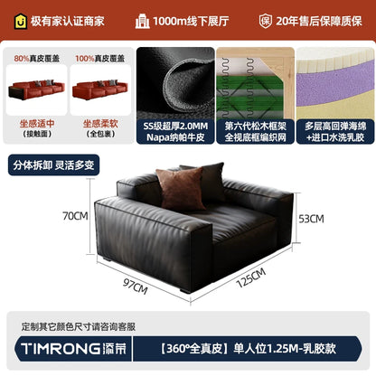 Family Italian Living Room Sofas Genuine Leather Sectional Apartment Relaxing Sofa Elegant Comfortable Muebles Home Furniture