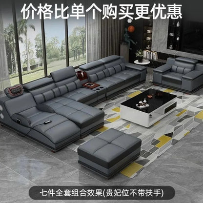 small apartment living room multi-functional massage light luxury Italian first layer cowhide 2024 new