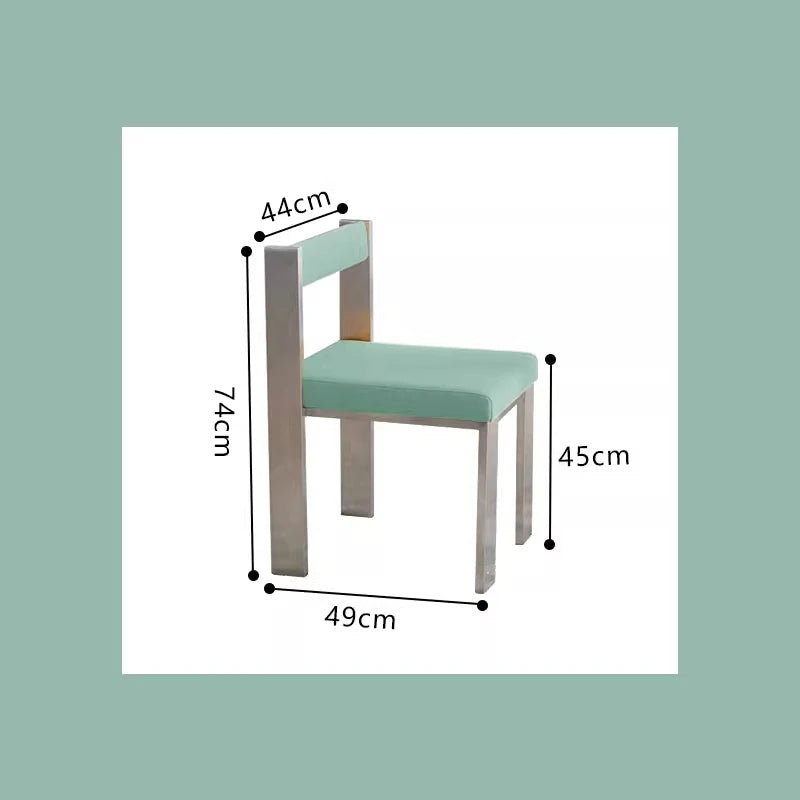 European Style Light luxury Retro Home Use Stainless Steel Dining Chair Advanced Design Living Room Bedroom Leisure Single Chair