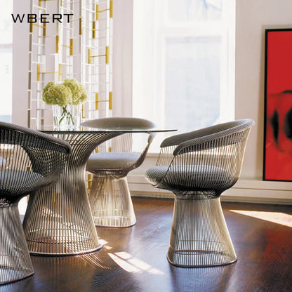 WBERT Modern Italian Luxury Designer Creative Stainless Steel Metal Leisure Dining Chair for Home Furniture